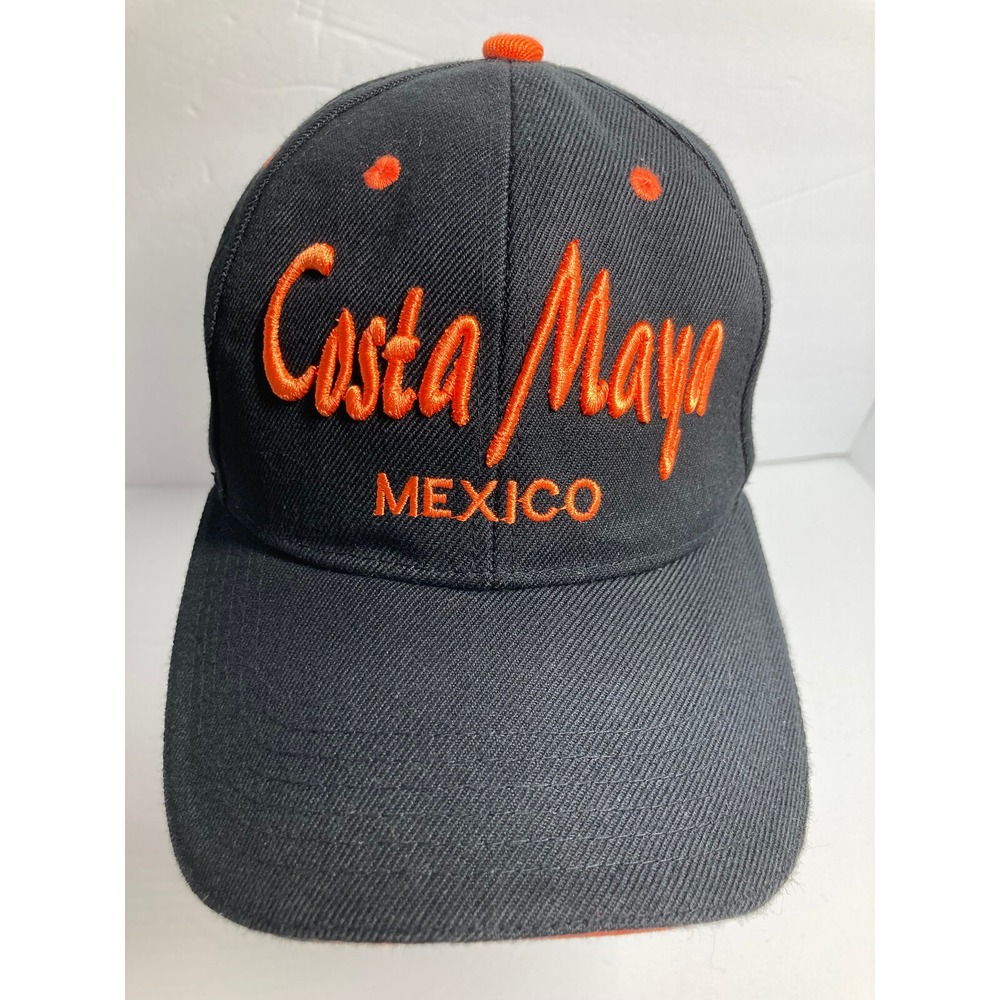Costa Maya‎ Mexico Adult Cap Hat Black Orange Vacation Travel Caribbean Trip